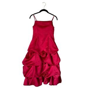 David’s Bridal Midi Red Dress Ruffle Size 10